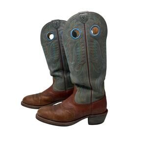 Ariat Heritage Buckaroo 16" Brown Teal Cowboy Boots 35299 Mens Size 10.5 D EUC